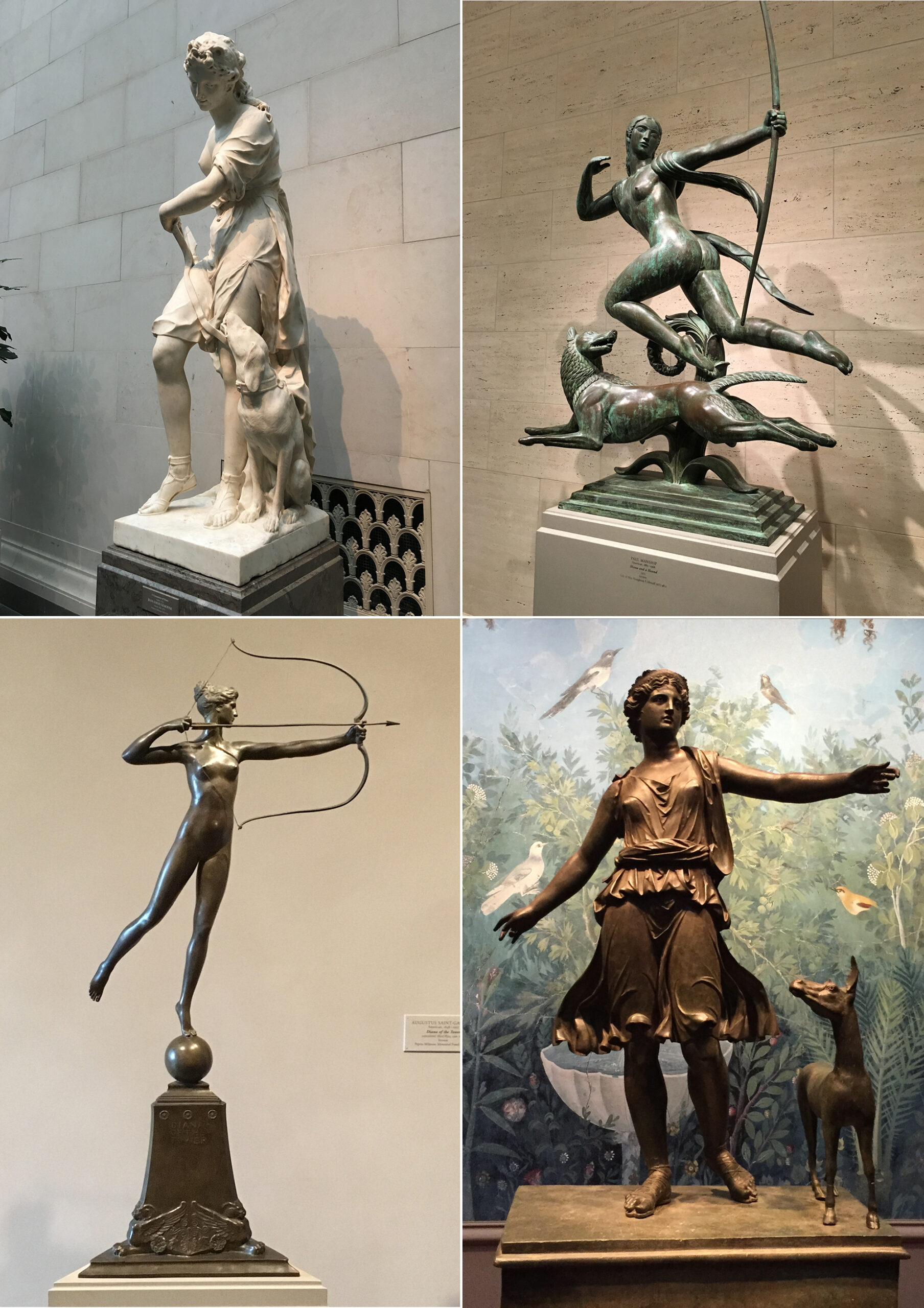 Statues of the goddess Artemis on display at the National Gallery in Washington DC