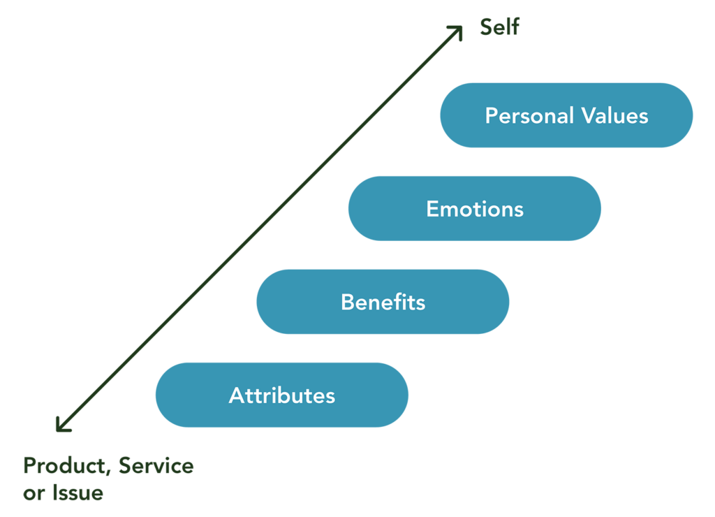 Motivation research: mapping how the product, service or issue ladders up to the individual